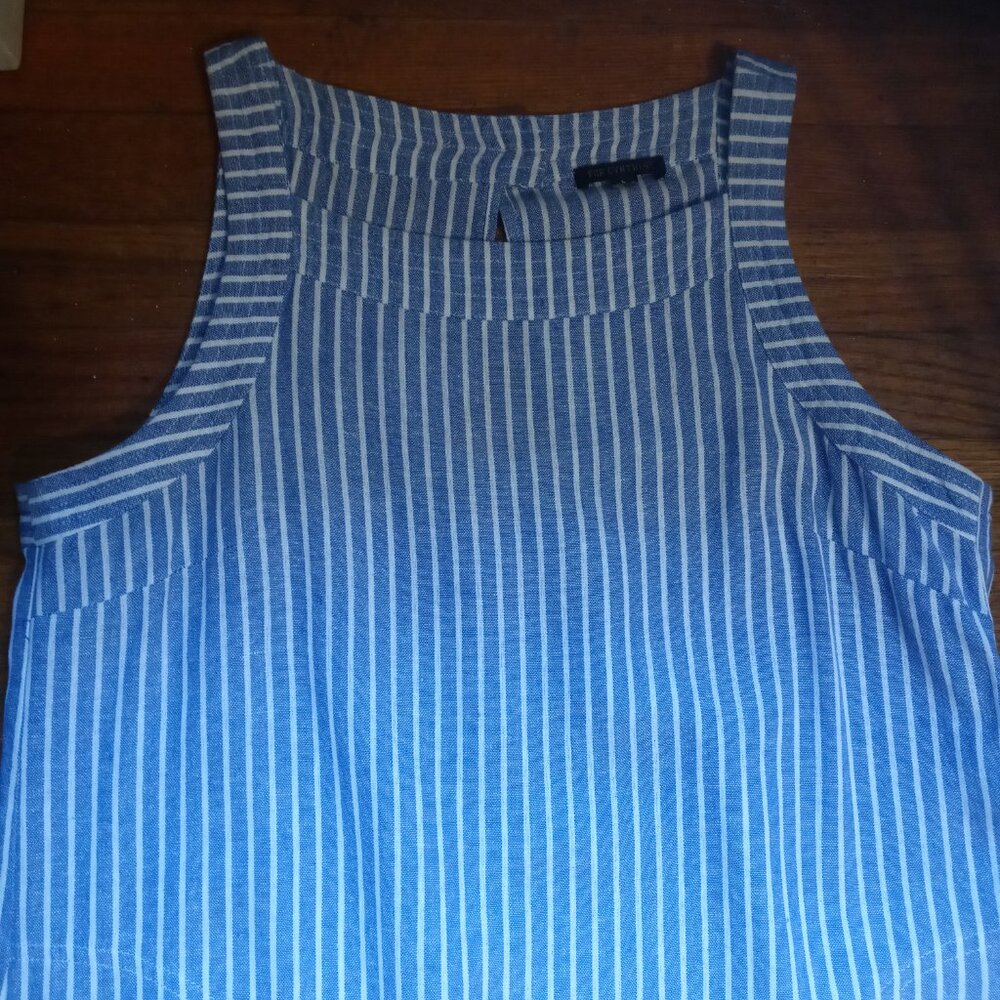 FOR CYNTHIA linen blend sleeveless shift dress in stripe (L) - Picture 5 of 15